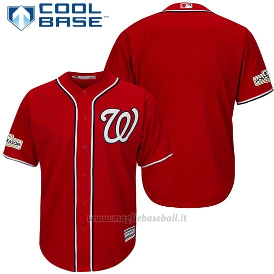 Maglia Baseball Uomo Washington Nationals 2017 Postseason Scarlet Cool Base